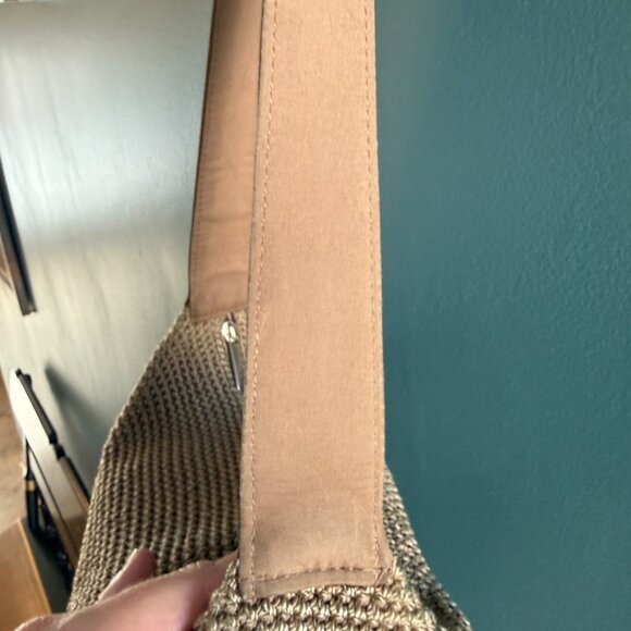 THE SAK Tan Crochet Woven Hobo Bag - Hand Crocheted Shoulder Bag - Picture 12 of 16